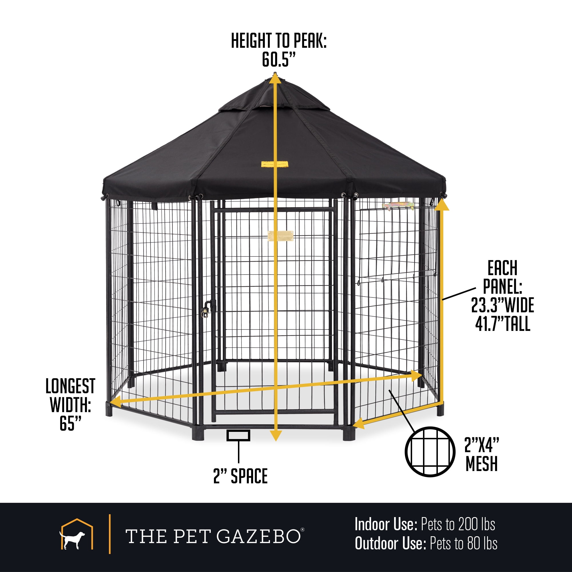 PET GAZEBO INDOOR AND OUTDOOR OCTAGONAL DOG KENNEL WITH POLYESTER COVER AND SIDE SUNSHADE, 5.5FT