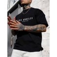 thumbnail image 2 of [2025 New Model]【Hot】Round-neck short-sleeved T-shirtGORGLITTER Men's Crewneck T Shirt Letter Graphic Short Sleeve Casual Drop Shoulder Oversized TeeHip-hop street style, 2 of 9