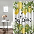 thumbnail image 2 of Welcome Summer Lemon Shower Curtain, Green Leaves Shower Curtain Set with Hooks, Spring Summer Waterproof Fabric Shower Curtains for Bathroom Decor, 72x72 Inch Bath Curtain, 2 of 6