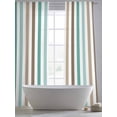 thumbnail image 6 of Brown Stripe Semi Sheer Curtains 108 Inch Length 2 Panels Set, Ombre Geometric Teal Green Vertical Striped Sheer Kitchen Curtain Privacy Voile Window Curtain for Living Room Bedroom Rod Pocket Drapes, 6 of 7