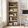 thumbnail image 2 of Fnova 5-Tier Open Bookcase, 70" Tall Bookshelf with Scalloped Edges, Modern Display Shelves Storage Organizer for Living Room, Home Office, Brown, 2 of 13