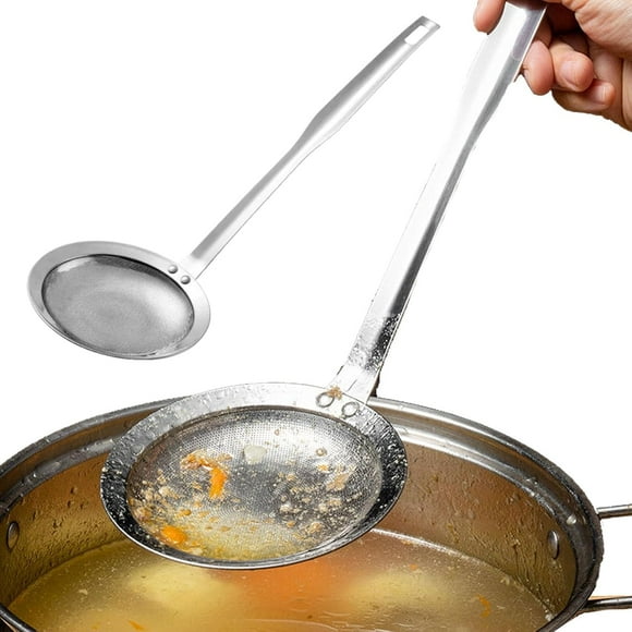 Fine Mesh Stainless Steel Colander, 2026 Upgrade Extra Fine Strainer with Handle, Skimmer Spoon, Sieve Spoon for Oil Filter(S-9 * 27cm/3.5 * 10.6in)