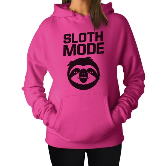 Women's Sloth Mode Hoodie Sloth Lover Hooded Top Small Pink