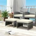 thumbnail image 4 of PetFurnishn Patio Ottomans Set of 2, PE Rattan Footstools with Removable Cushions & Metal Frame, Side Tables, Additional Seating, Outdoor Stools for Balcony, Backyard & Poolside (Beige), 4 of 10