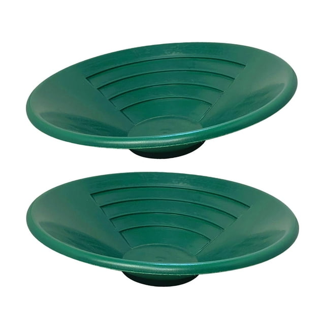 Milaget 2pcs 15" Riffle Gold Pan for Nugget Mining Dredging River Pannings Green