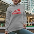 thumbnail image 2 of Distressed Oh Canada - Maple Leaf Art Merch Gift, Heather Grey Hooded Sweatshirt or Hoodie, Large, 2 of 5