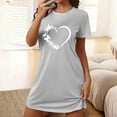 thumbnail image 2 of Xfvqtps Valentine's Day Nightgown for Women Plus Size Butterfly Love Splicing Print Short Sleeve Crew Neck Solid Color Lightweight Soft Comfortable Pajamas Gray, 2 of 6
