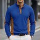 thumbnail image 2 of Tops de Verano de Manga Larga para Hombres Cuello de Pie Color Bloque Botón Abajo Camisa, Tops de Manga Larga Patchwork Blusa Casual con Ajuste Relajado, Chaqueta de Moda Ligera, 2 of 8