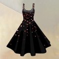 thumbnail image 3 of Women's 2026 Dress Square Neck Strapped Swing A Line Sundress Valentine's Day Dresses Black S, 3 of 4