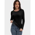 thumbnail image 3 of Womens Long Sleeve Stretch Crew neck T-Shirt Fitted Casual Basic Tops, 3 of 6
