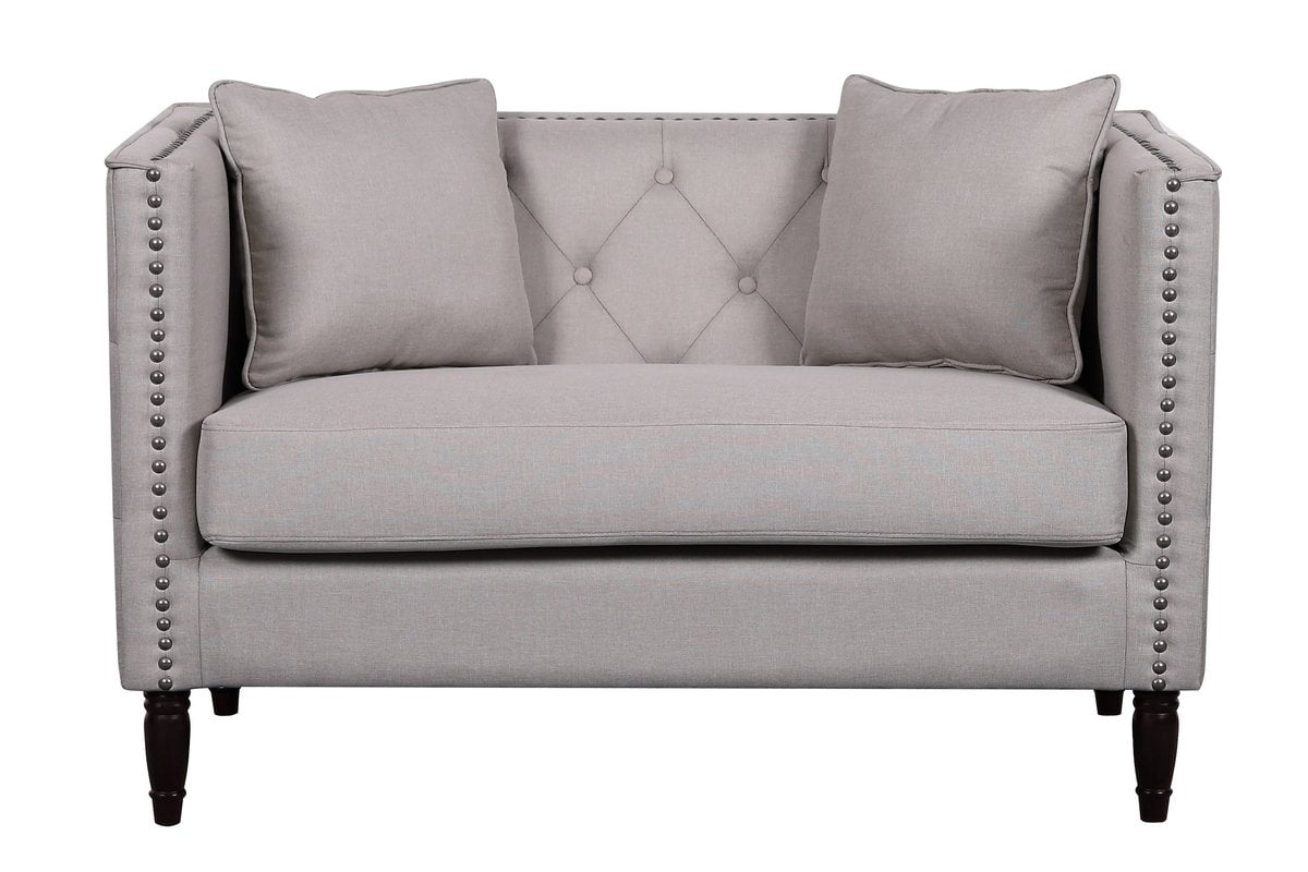 Adairsville Linen Tufted Nailhead Trim Chesterfield Loveseat