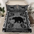 thumbnail image 2 of Homewish Woodland Animal Bear Twin Sheet Sets,Rustic Western Aztec Twin Fitted Sheet,Boho Cowboy Tribal Flat Sheet For Kids,Breathable Home Decor,3pcs, 2 of 7