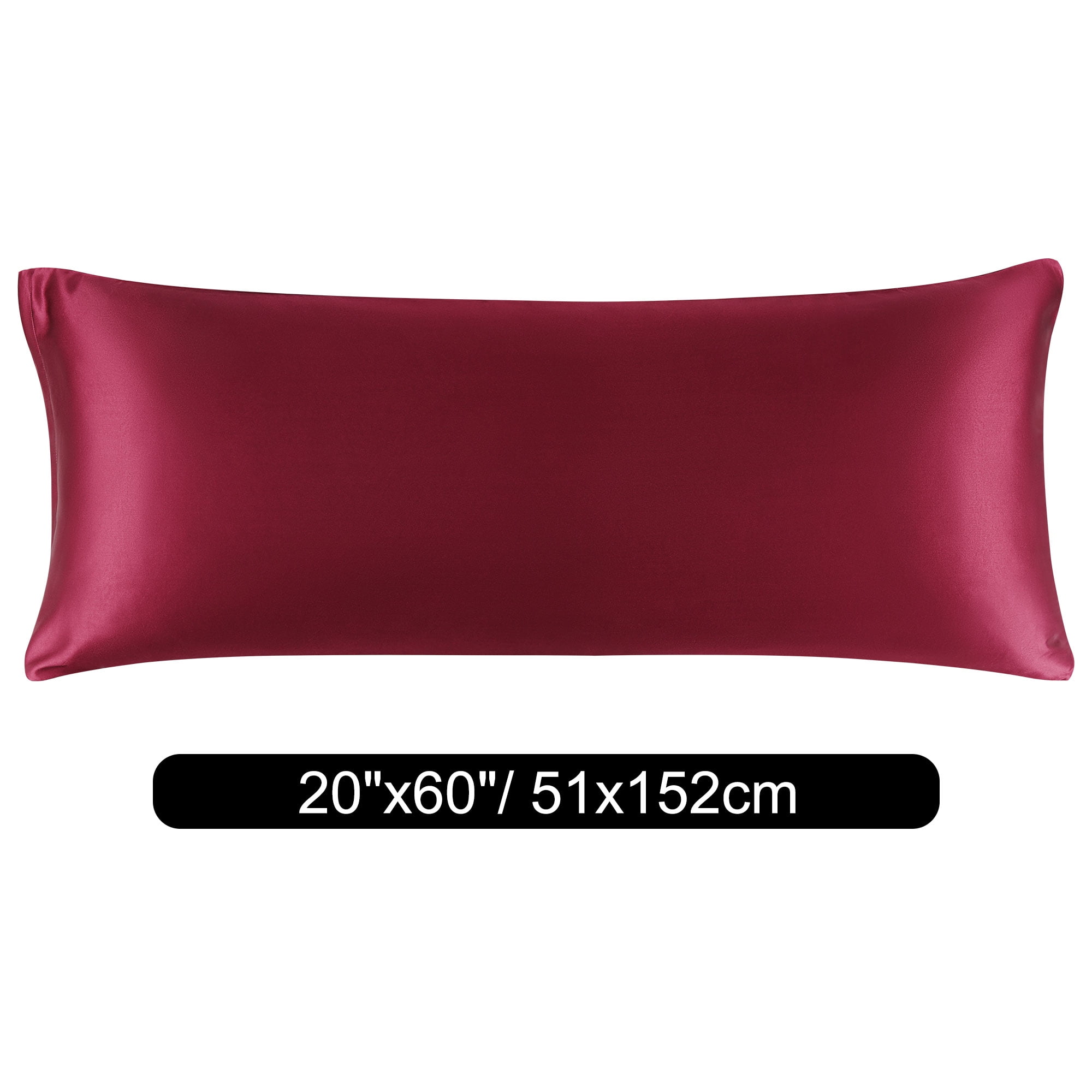 Unique Bargains Zipper Closure 1 PC Satin Body Pillowcases Burgundy 20"x60"
