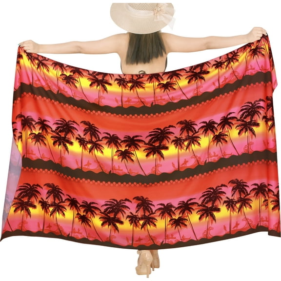 HAPPY BAY Women's Beachwear Sarong Coverups Bikini Skirt Swim Cover up Summer Wraps Swimwear Beach Wrap Skirts for Women One Size Evening, Palm Tree