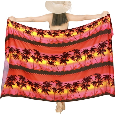 HAPPY BAY Women s Beachwear Sarong Coverups Bikini Skirt Swim Cover up Summer Wraps Swimwear Beach Wrap Skirts for Women One Size Evening  Palm Tree