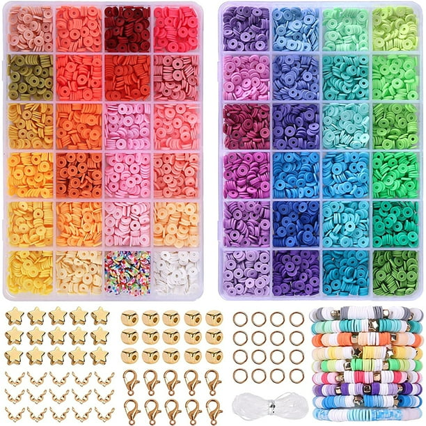 1 juego de cuentas de arcilla para hacer joyas, kit para hacer pulseras, cuentas de arcilla polimérica para manualidades DIY