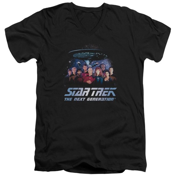 Star Trek Space Group Adult V-Neck T-Shirt Black