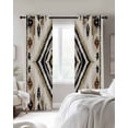 thumbnail image 2 of Blackout Curtains for Bedroom, Boho Black Brown Room Darkening Window Drapes for Living Room, Vintage Geometric Southwestern Ethnic Thermal Insulated Grommet Curtains, 52x54 inch, 2 Panels, 2 of 9