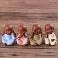 thumbnail image 2 of Mini Desk Decor Tea Craft Buddha Statue Monk Figurine Monk Little Ceramic Bonsai Yellow, 2 of 9