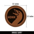 thumbnail image 2 of Goose Honk Laugh 2.5" Faux Leather Round Engraved Iron-On Patch - Brown, 2 of 6