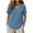 Blue, variant on Oiangi Cotton Linen T-shirts Women V Neck Cutout Tee Shirts Rolled Short Sleeve Summer Tops Gray XL
