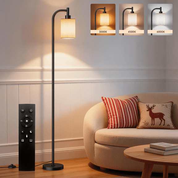 Floor Lamps for Living Room,3-Way Dimmable Standing Lamps with White Linen Shade,60" Vintage Tall Pole Light for Reading, Bedroom,Bulb Included