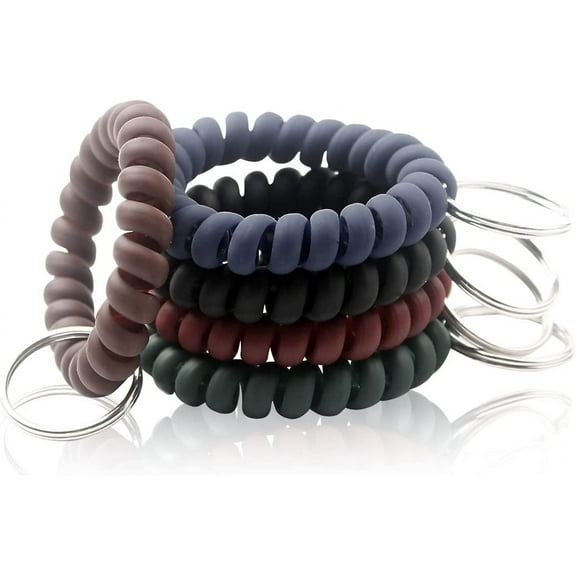 5 Color Wrist Keychain Plastic Spring Flexible Spiral Wrist Coil Stretchable Wrist band Wristlet Keychain Bracelet Wrist Coil Key Chains Key Holder Key Ring for ID Badge Sauna Outdoor Sport