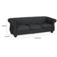 thumbnail image 5 of Benjara Avery Sofa, 83 Inch, Classic Chesterfield Tufted Black Polyester Upholstery, 5 of 5