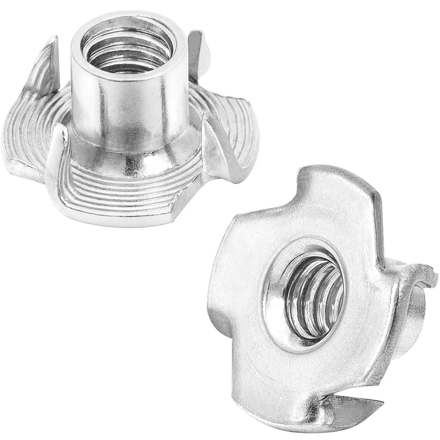 25 PCS 5/16"-18 T-Nut 304 Stainless Steel Threaded Insert 4-Pronged Tee Nut
