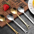 thumbnail image 4 of 6 unids cucharas de café en forma de corazón acero inoxidable cuchara de té flotware helado cuchara, 4 of 6