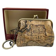 Patricia Nash Womens Leather Coin Purse European Map Print Kiss Lock in Gift Box
