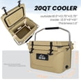 thumbnail image 2 of 20 Quart Insulated Cooler, Hard Ice Chest, 5-Day Ice Retention for Beach, Camping, Picnic, Fishing, Boat, BBQ, Outdoor Portable Drink & Beverage Cooler, 2 of 10
