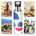 thumbnail image 7 of Yayeee 33oz Insulated Water Bottle Double Wall Stainless Steel with Flip Straw Lid, Blue Retro Shapes, 7 of 7