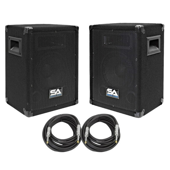 Seismic Audio Pair of 8" DJ Speakers and 20' Speaker Cables - 8" Band Karaoke Loudspeakers - SA-8-PKG31