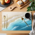 thumbnail image 2 of Blue Ombre Beach Placemats Set of 4, Ocean Coastal Gradient Waves Summer Placemats for Dining Table, Place Mats for Kitchen Tabletop, Waterproof Wipeable Dining Table Mats Set, 2 of 9