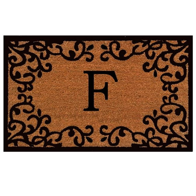 Calloway Mills 180022436F 24 x 36 in. Chateaux Monogram Rectangular Doormat, Black & Natural - Letter F