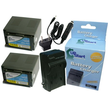 Panasonic Camcorder Charger (2x Pack - Panasonic AG-HVX200 Battery + Charger with Car & EU Adapters - Replacement for Panasonic CGR-D54 Digital Camcorder Battery and Charger (5400mAh, 7.4V,)