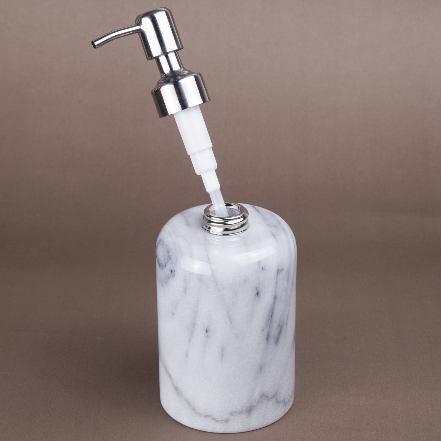 Creative Home Natural Marble SPA Collection Lotion, Liquid Soap Dispenser, Bathroom Countertop Kitchen Sink Hand Sanitizer Dispenser, Orr-White (Color May Vary)