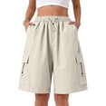 thumbnail image 2 of CAIVO Women Utility Shorts For High Waist Shorts With Minimalist Design Summer Casual Wear For Everyday Style Relaxed Fit Outdoor Work Solid Color Bottoms, 2 of 5