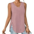 thumbnail image 2 of Turilly Women's Summer Casual Solid Color V Neck Sleeveness Tops Loose Thank Blouses Pink S, 2 of 6