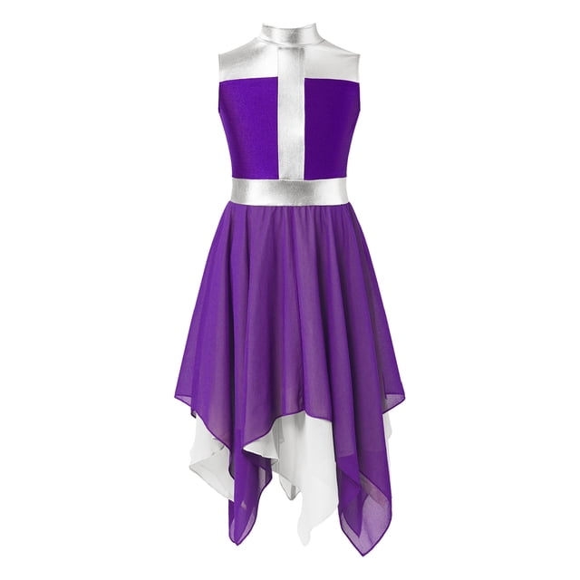 Moggemol Robe de Danse Sans Manches pour Filles, Prière, Église, Danse Lyrique, Violet 8
