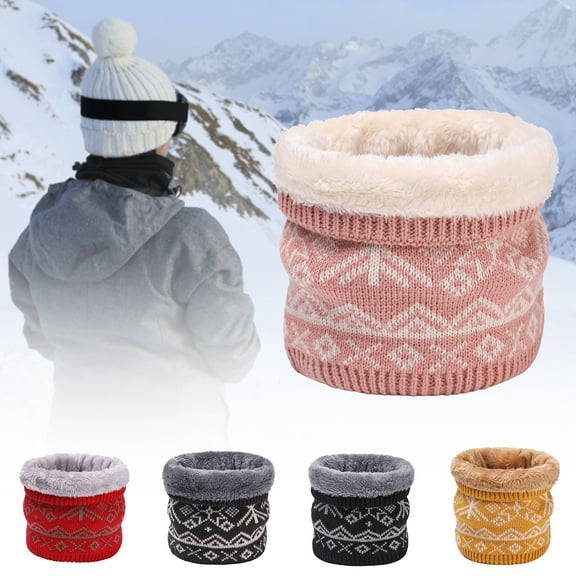 Winter Scarf Neck Warmer Gaiter - Woman Knit Warm Fleece Ski Face Mask Tube Circle Scarves