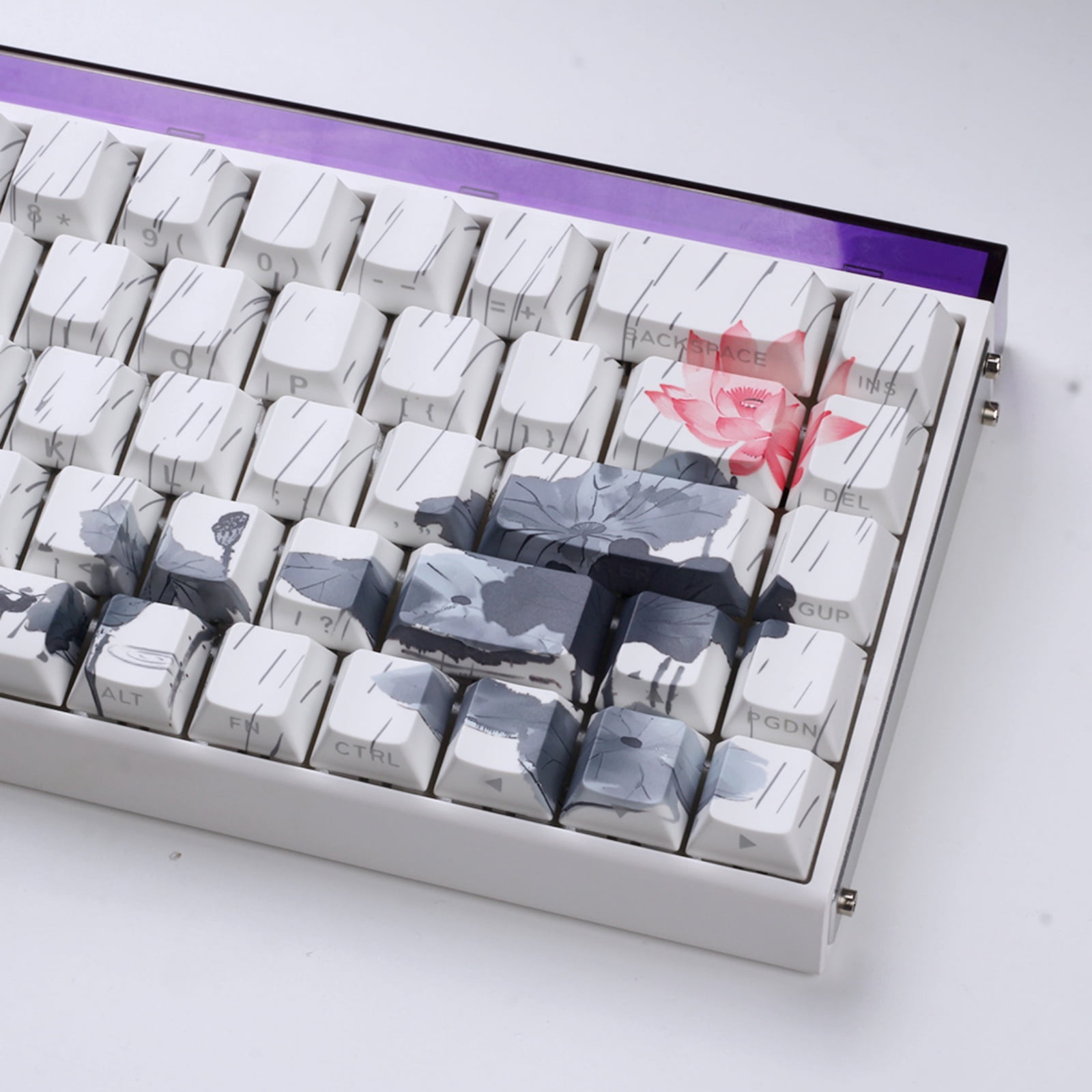 Wear Resistant Rain Flower Theme Keycaps Side Printed Wear Resistant for Gaming and Use 60% 68% Pattern