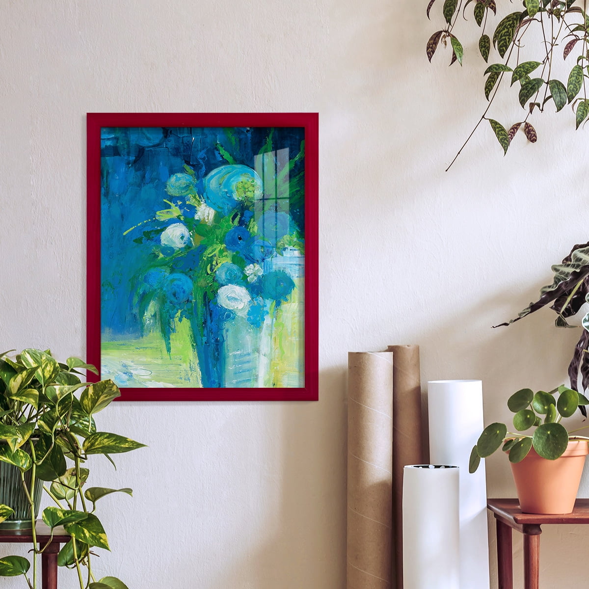 Literal Imaginings -Framed Print w/glass-Cherry Red