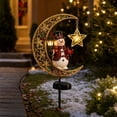 thumbnail image 2 of Solar Crescent Moon Snowman Christmas Garden Stake Light Ornament for Christmas Outdoor Decorations, 2 of 7