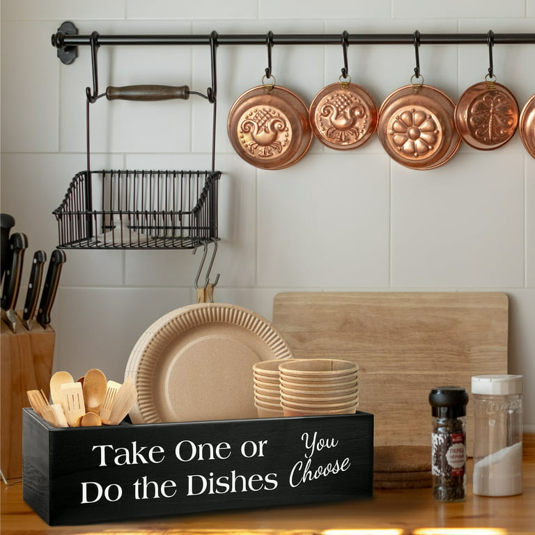 Kitchen Countertop Paper Plate Holder - Wooden Paper Plate