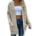 thumbnail image 2 of AOOCHASLIY 2023 Women Winter Coat Women's Fashionable Mid-length Knitted Cardigan Jacket with Pockets Sweater Top Jacket, 2 of 5