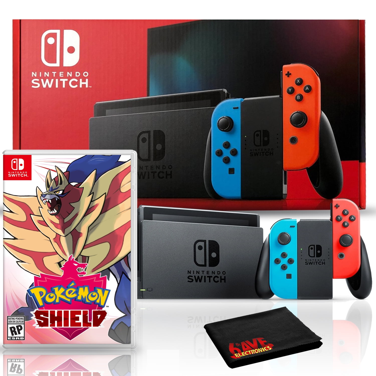 Nintendo Switch with Neon Blue Red Pokemon Shield - Walmart.com