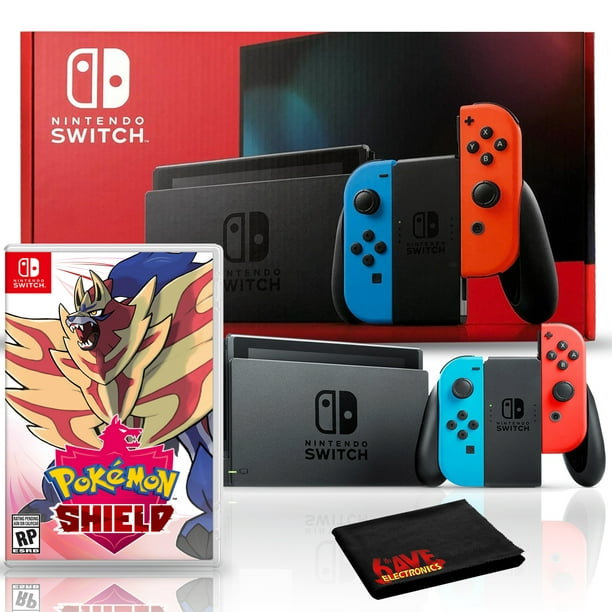 dansk genetisk billede Nintendo Switch with Neon Blue and Red Joy-Con Bundle with Pokemon Shield -  Walmart.com