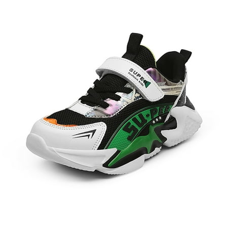 

Kids Breathable Sneakers Lightweight Easy Walk Casual Sport Strap Athletic Running Shoes for Boys Girls Green